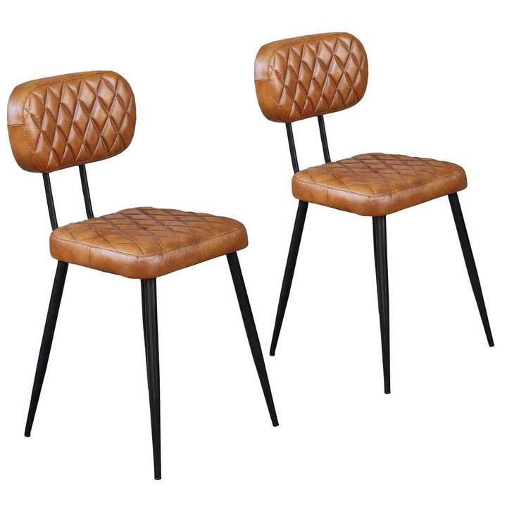 Leather chair Sofia Cognac set of 2