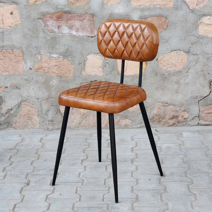 Leather chair Sofia Cognac set of 2