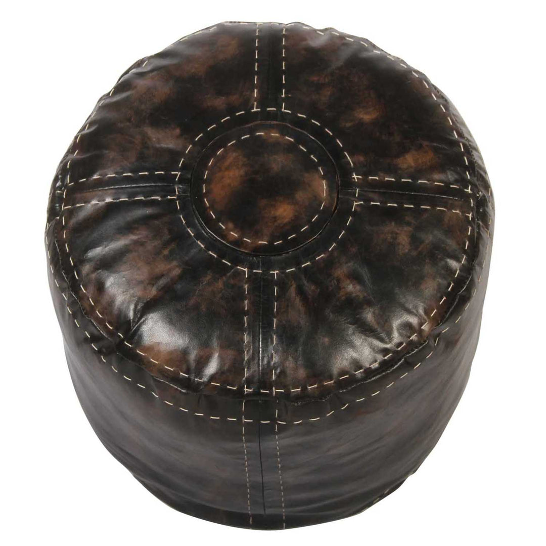 Moroccan Leather Cushion Rbati Black Brown