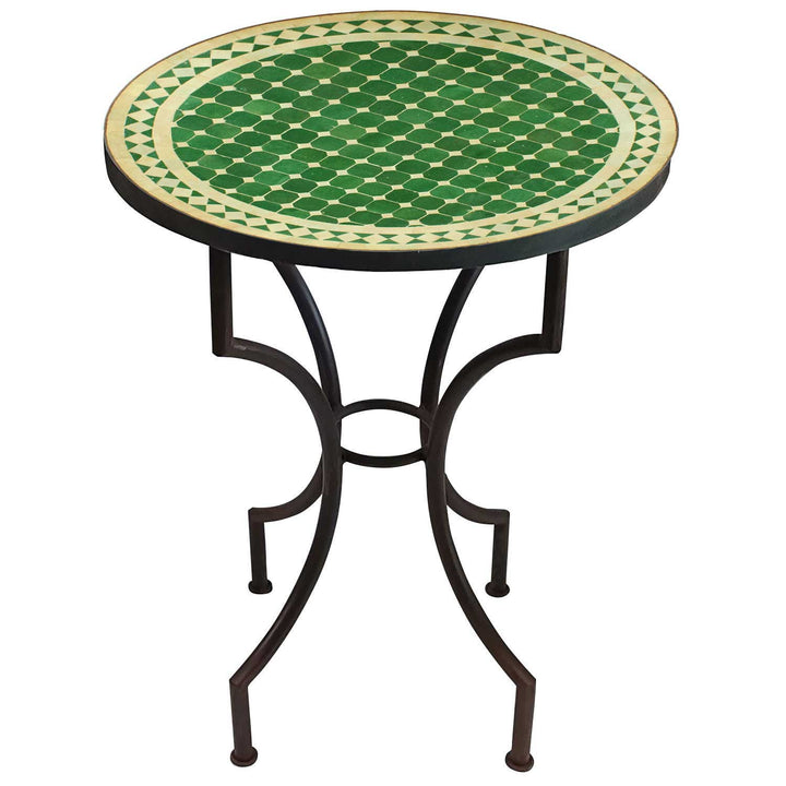 Mosaic table from Morocco - Round - Green white glazed - M60-30