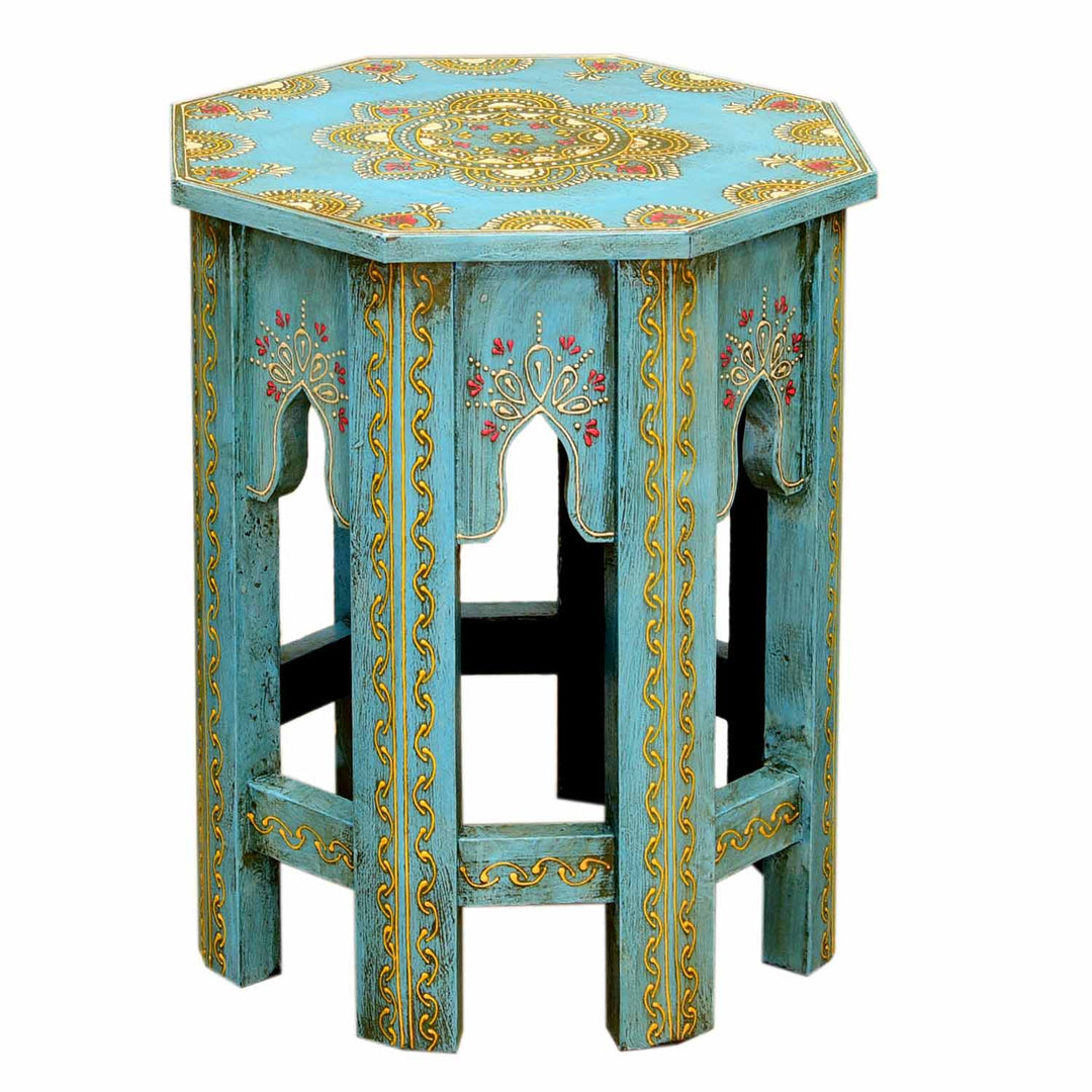 Oriental side tables Saada Blue set of 2