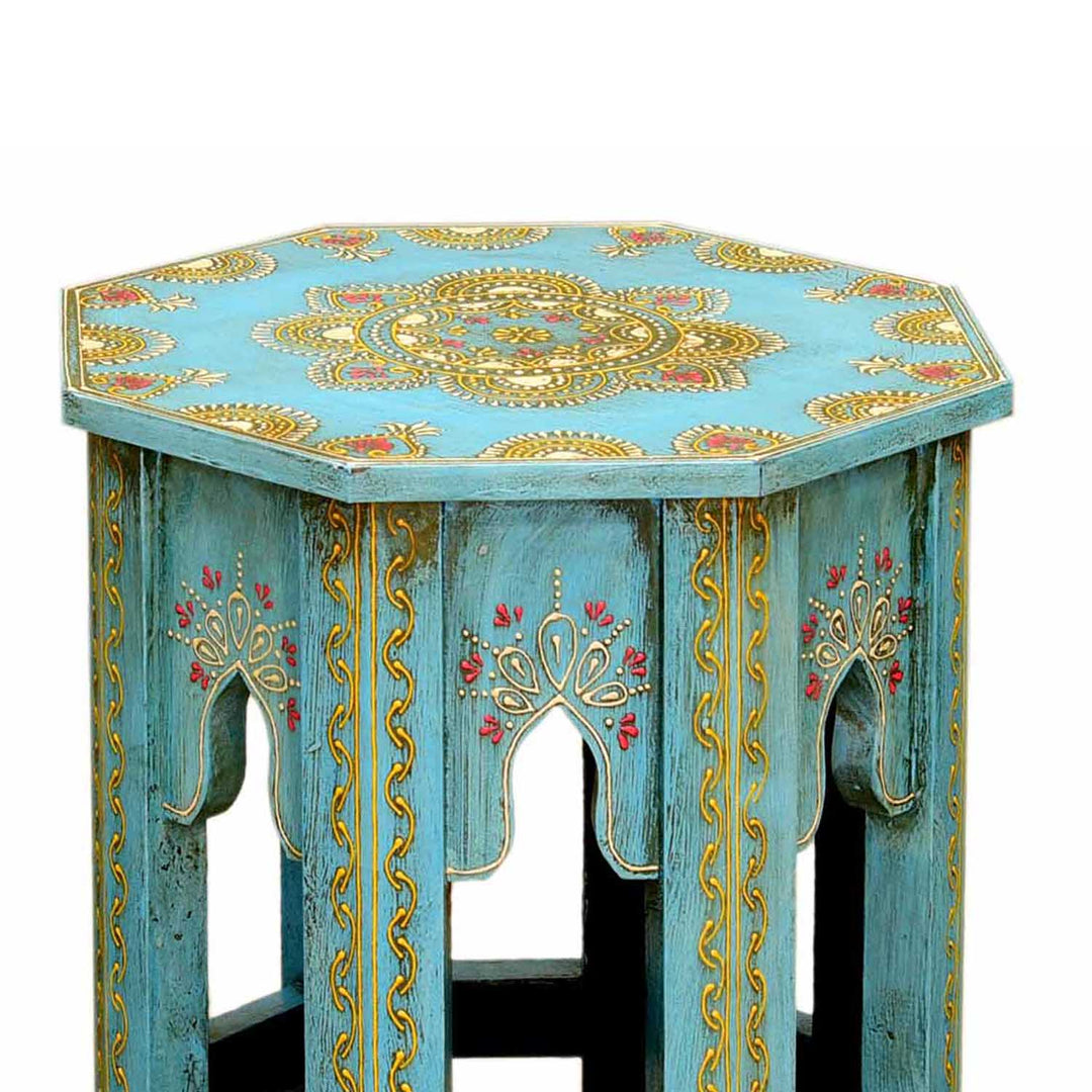 Oriental side tables Saada Blue set of 2