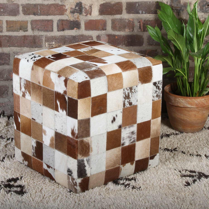 Patchwork fur stool Jaspal