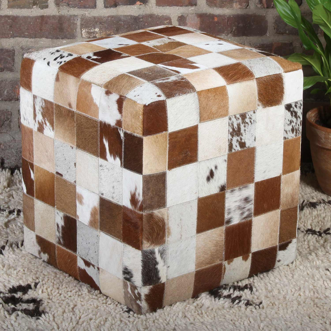 Patchwork fur stool Jaspal