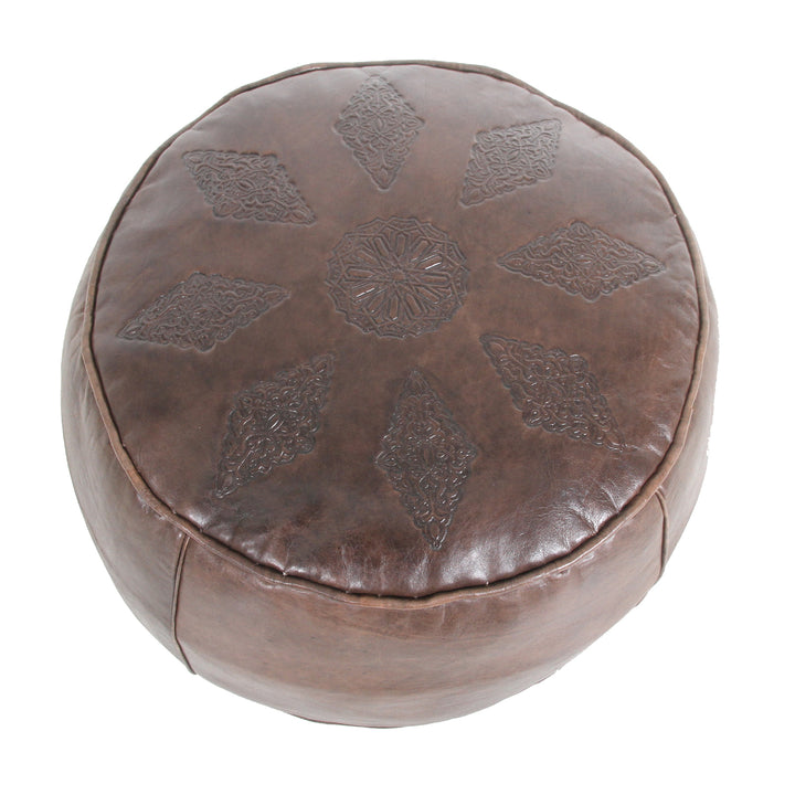 Oriental leather seat cushion Rachida brown