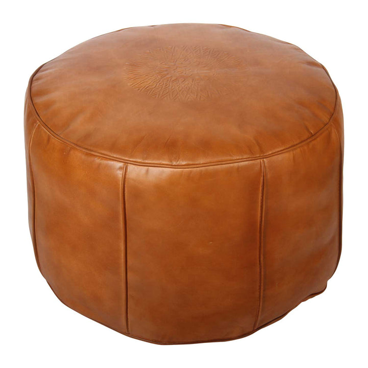 Marokkanischer Leder Pouf Asli Orange 