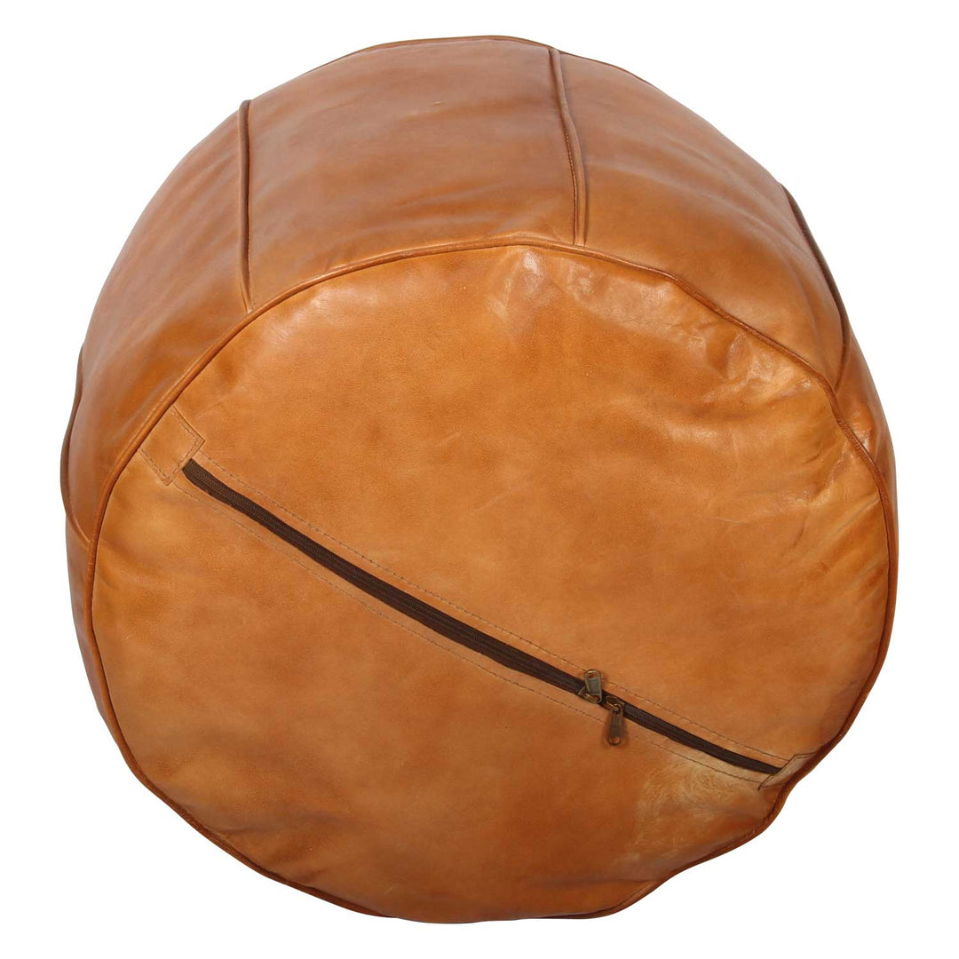 Marokkanischer Leder Pouf Asli Orange 