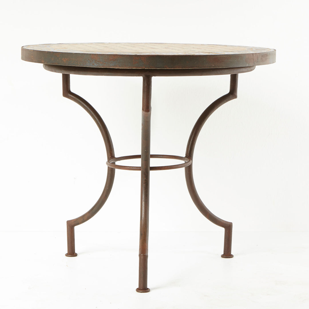 Mosaic Bistro Table Round 70 cm Bordeaux/Rhombus