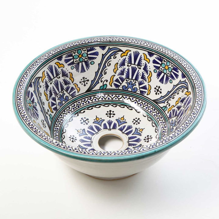 Oriental hand-painted ceramic washbasin Fes88